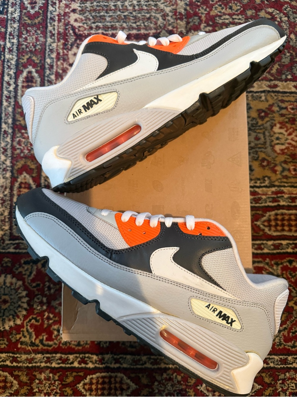 Nike Air Max 90 Nuetral Gray Orange - Sneakers in White, Gray & Orange